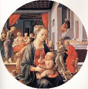 The Madonna and Child with the Birth of the Virgin and the Meeting of Joachim and Anna, Fra Filippo Lippi